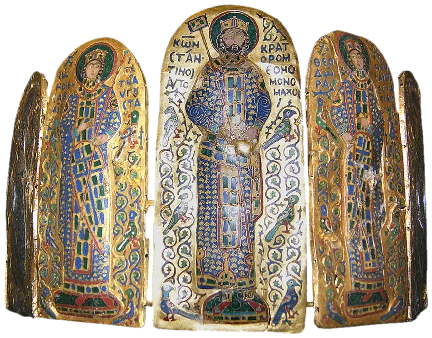 The Crown of Constantine Monomachos, gold plaques decorated in cloisonné enamel